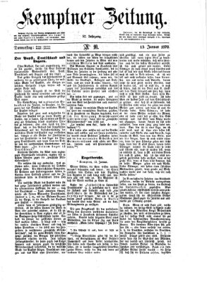 Kemptner Zeitung Donnerstag 13. Januar 1870