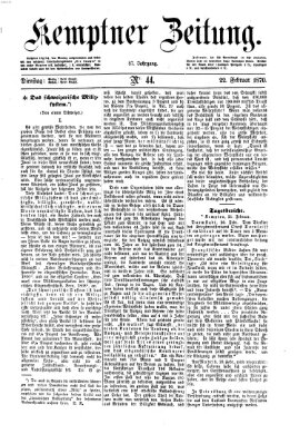 Kemptner Zeitung Dienstag 22. Februar 1870