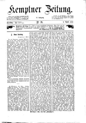 Kemptner Zeitung Samstag 2. April 1870