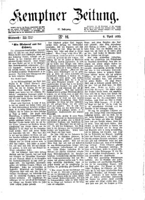 Kemptner Zeitung Mittwoch 6. April 1870