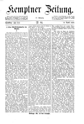 Kemptner Zeitung Samstag 9. April 1870