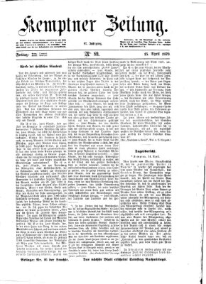 Kemptner Zeitung Freitag 15. April 1870