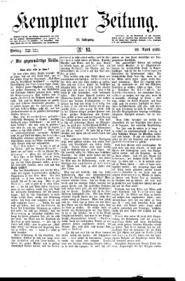 Kemptner Zeitung Freitag 22. April 1870