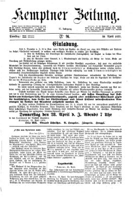 Kemptner Zeitung Dienstag 26. April 1870