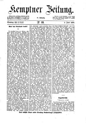 Kemptner Zeitung Sonntag 5. Juni 1870