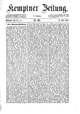 Kemptner Zeitung Mittwoch 15. Juni 1870