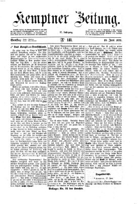 Kemptner Zeitung Samstag 18. Juni 1870