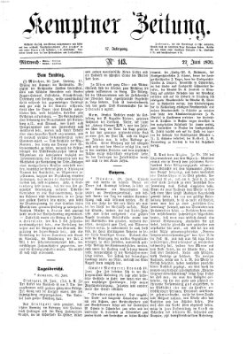 Kemptner Zeitung Mittwoch 22. Juni 1870