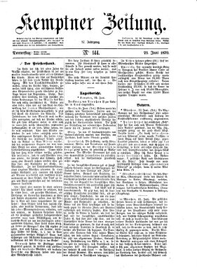 Kemptner Zeitung Montag 13. Juni 1870