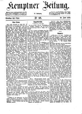 Kemptner Zeitung Dienstag 28. Juni 1870