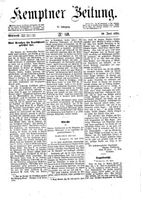 Kemptner Zeitung Mittwoch 29. Juni 1870