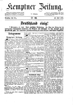 Kemptner Zeitung Dienstag 19. Juli 1870