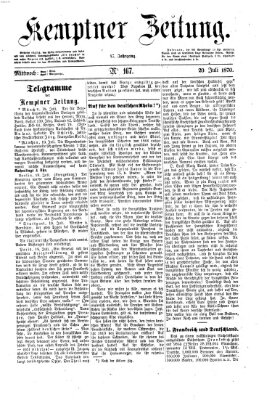 Kemptner Zeitung Mittwoch 20. Juli 1870