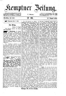 Kemptner Zeitung Samstag 27. August 1870