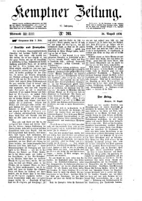 Kemptner Zeitung Mittwoch 31. August 1870