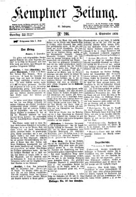 Kemptner Zeitung Samstag 3. September 1870