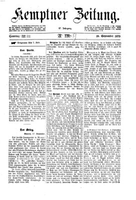 Kemptner Zeitung Sonntag 18. September 1870