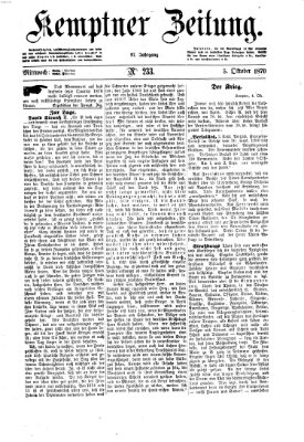 Kemptner Zeitung Mittwoch 5. Oktober 1870