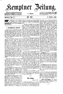 Kemptner Zeitung Sonntag 9. Oktober 1870