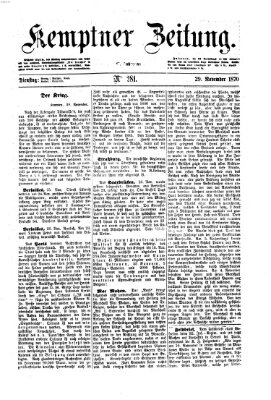 Kemptner Zeitung Dienstag 29. November 1870