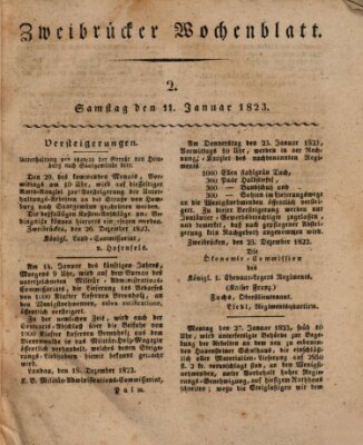 Zweibrücker Wochenblatt Samstag 11. Januar 1823