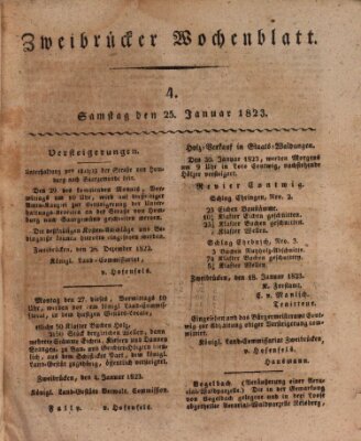 Zweibrücker Wochenblatt Samstag 25. Januar 1823