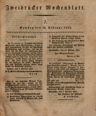 Zweibrücker Wochenblatt Samstag 15. Februar 1823