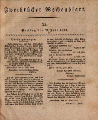 Zweibrücker Wochenblatt Samstag 21. Juni 1823