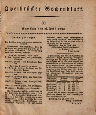 Zweibrücker Wochenblatt Samstag 26. Juli 1823