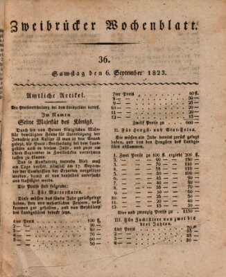 Zweibrücker Wochenblatt Samstag 6. September 1823