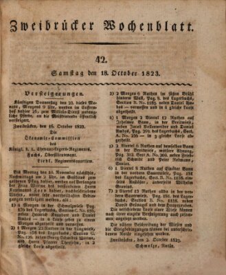 Zweibrücker Wochenblatt Samstag 18. Oktober 1823