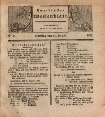 Zweibrücker Wochenblatt Samstag 11. August 1827