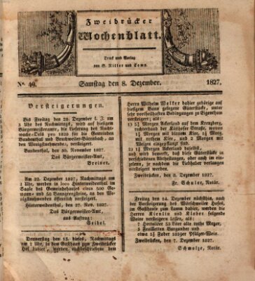 Zweibrücker Wochenblatt Samstag 8. Dezember 1827