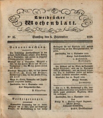 Zweibrücker Wochenblatt Samstag 6. September 1828