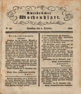 Zweibrücker Wochenblatt Samstag 4. Oktober 1828