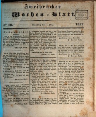 Zweibrücker Wochenblatt Samstag 5. Mai 1832