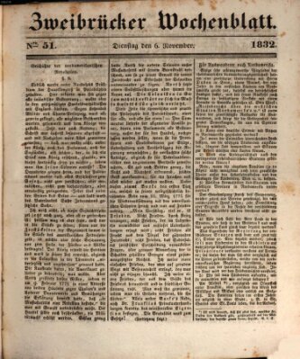 Zweibrücker Wochenblatt Dienstag 6. November 1832