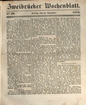 Zweibrücker Wochenblatt Freitag 23. November 1832