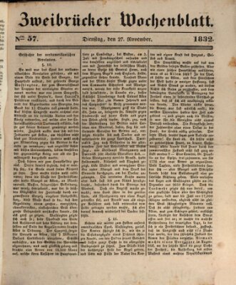 Zweibrücker Wochenblatt Dienstag 27. November 1832