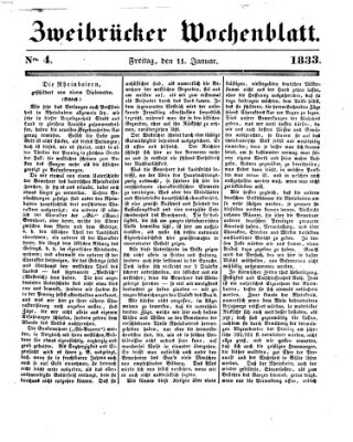 Zweibrücker Wochenblatt Freitag 11. Januar 1833