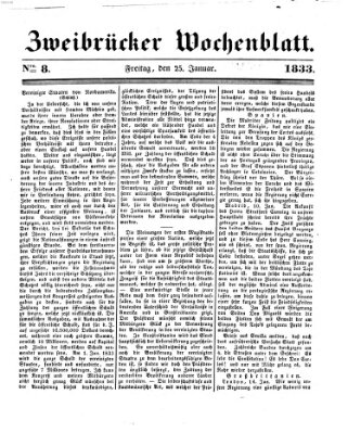 Zweibrücker Wochenblatt Freitag 25. Januar 1833