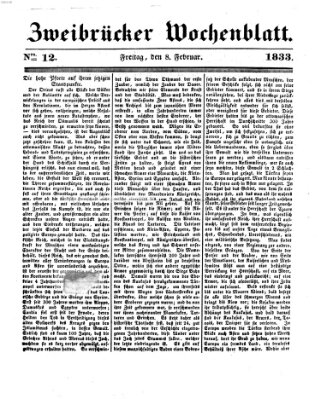 Zweibrücker Wochenblatt Freitag 8. Februar 1833