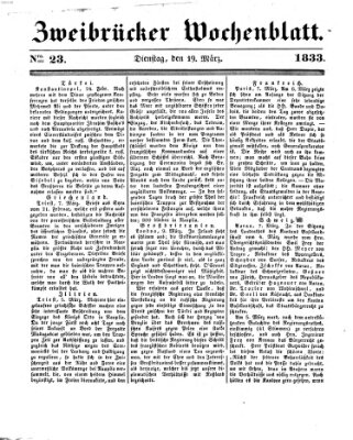 Zweibrücker Wochenblatt Dienstag 19. März 1833