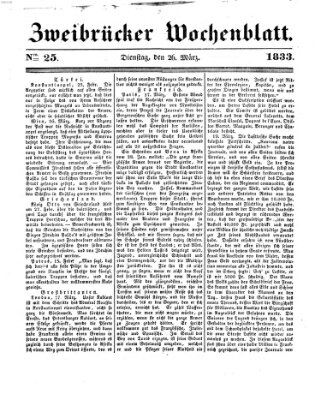 Zweibrücker Wochenblatt Dienstag 26. März 1833