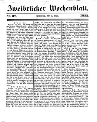 Zweibrücker Wochenblatt Dienstag 7. Mai 1833