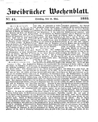 Zweibrücker Wochenblatt Dienstag 21. Mai 1833