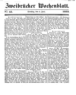 Zweibrücker Wochenblatt Dienstag 4. Juni 1833