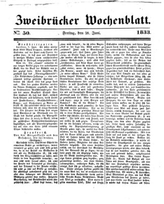 Zweibrücker Wochenblatt Freitag 21. Juni 1833