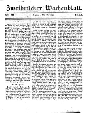 Zweibrücker Wochenblatt Freitag 19. Juli 1833