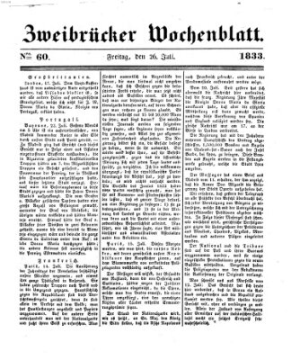 Zweibrücker Wochenblatt Freitag 26. Juli 1833